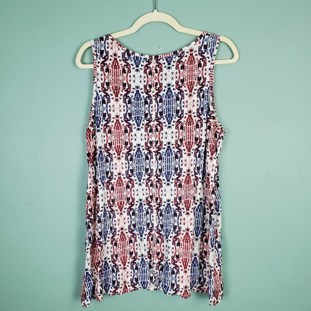 Rose + Olive Sleeveless Red Blue White Soft Top Size XL - Picture 2 of 6
